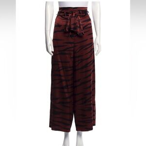 Ganni Silk Wide Leg Zebra Pants M